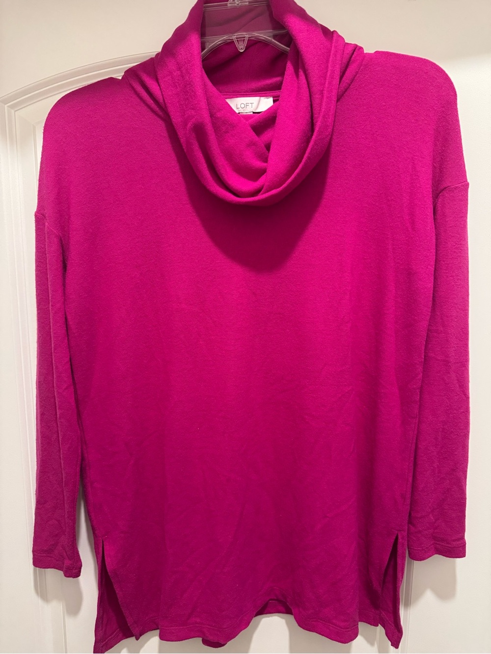 LOFT Cowl Neck Sweater in Bright Fuchsia